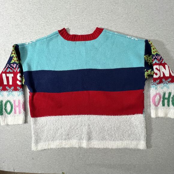 Ugly Christmas Sweater Womens XL Boxy Merry Bright Let It Snow Ho Ho Ho - Picture 3 of 9